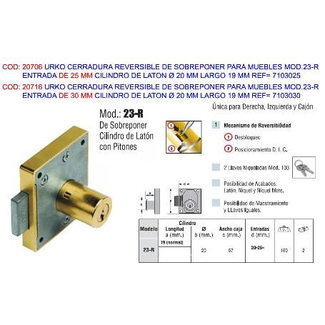 URKO CERRAD.SOBREP.23R ENTR 25 CILIND 19 REVERS.MUEBLE 7103025