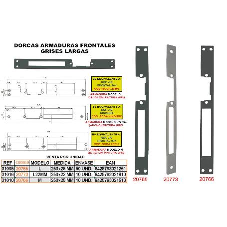 DORCAS ARMADURA FRONTAL GRIS M-    DE 250X25 MM LARGA 22GB