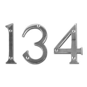 NUMERO DE LATON CROMO BRILLO   1   100 MM C-TORNILLO