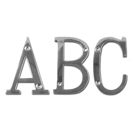 LETRA D LATON CROMO BRILLO 100 MM C-TORNILLOS