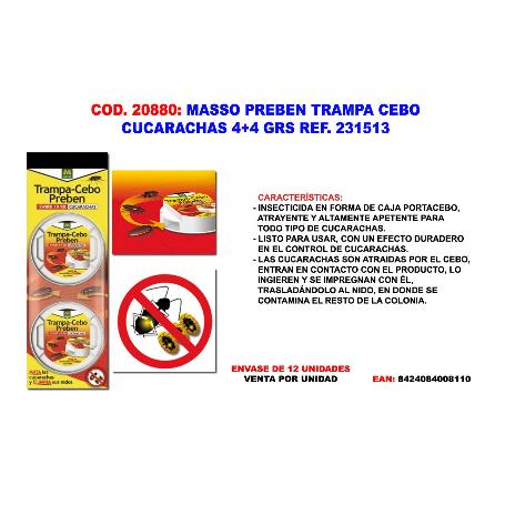 MASSO PREBEN TRAMPA CEBO CUCARACHAS 4 + 4 GR. 231513