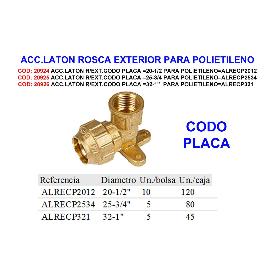 ACC.LATON R-EXT.CODO PLACA 20-1-2 PARA POLIETILENO ALRECP2012