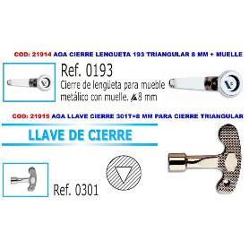 AGA LLAVE CIERRE 301T 8 MM PARA CIERRE TRIANGULAR