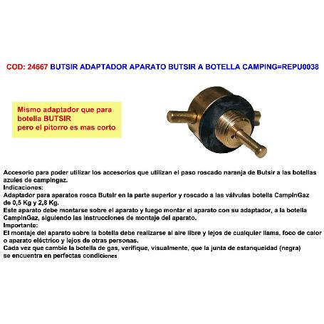 BUTSIR ADAPTADOR APARATO BUTSIR A BOTELLA CAMPING REPU0038