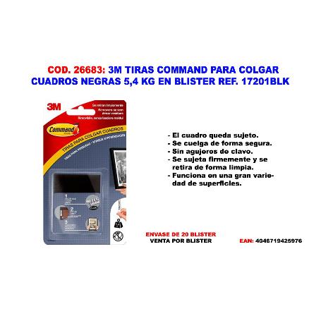 3M TIRAS COMMAND PARA COLGAR CUADROS NEGRAS 5,4 KG 17201BLK