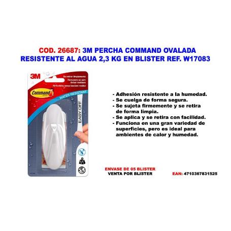 3M PERCHA COMMAND OVALADA  RESISTENTE  AL  AGUA  2,3 KG W17083