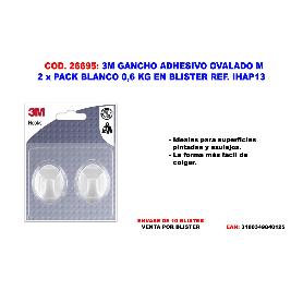 3M GANCHO ADHESIVO OVALADO M 2  X PACK BLANCO 0,6 KG IHAP13