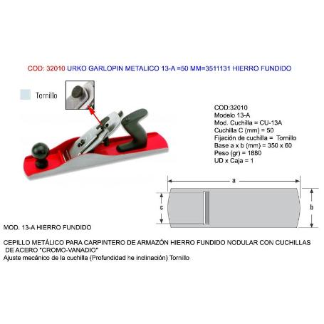 URKO GARLOPIN METALICO 13-A  50 MM 3511131 HIERRO FUNDIDO