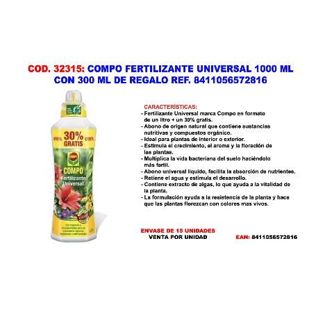 COMPO FERTILIZANTE UNIVERSAL 1000 ML+300 MLREGALO  8411056572816