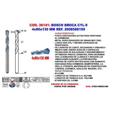 BOSCH BROCA CYL-9    4X  80X130 MM 2 608 588 199