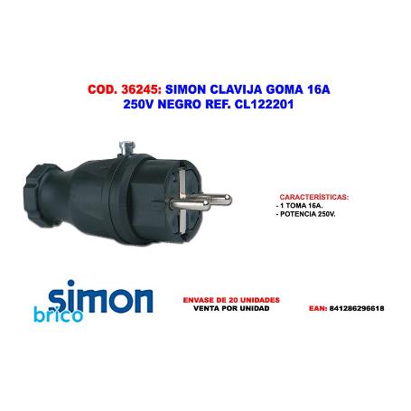 CLAVIJA GOMA 16A 250V NEGRO CL122201