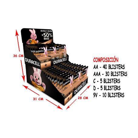 DURACELL EXPOSITOR 90 BLISTER (30 X4. AAA+40 X4. AA+5C+5D+10 9V)