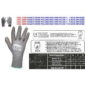 GUANTE SIFER POLIURETANO GRIS NYLON T    8 SI765 SIPUGRIS (CAJA 12 UNIDADES)