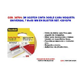 3M SCOTCH CINTA DOBLE CARA MOQUETA UNIVERSAL 20MX50MM 4201GFN