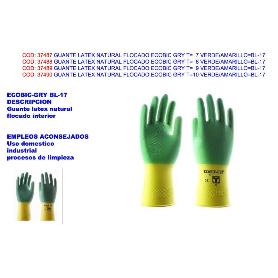 GUANTE LATEX  FLOCADO ECOBIC GRY T-7 LIMPIEZA INDUST-DOMES BL-17 (CAJA 12 UNIDADES)