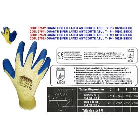 GUANTE SIFER LATEX RUGOSO-ALGODON ANTICORTE AZUL T-10 GOLIASI826 (CAJA 12 UNIDADES)