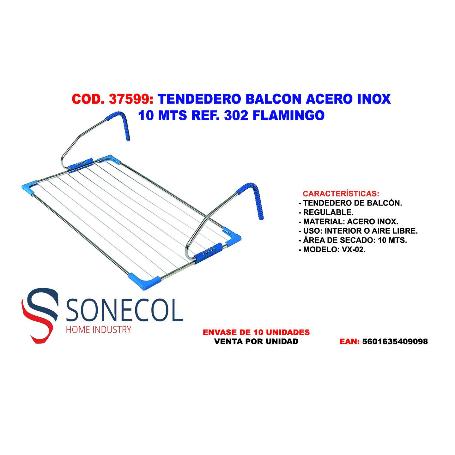 TENDEDERO BALCON ACERO INOX 10 MTS VX-02 REF. 302P