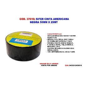 SIFER CINTA AMERICANA NEGRA 50MM X 25 MT