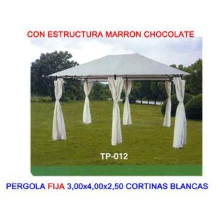 PLUVIA PERGOLA METAL FIJA 3,0X4,0X2,5 MTS+CORTINA LAT.MARR TP012