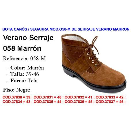 BOTA CANOS-SEGARRA MOD.058-M DE SERRAJE VERANO MARRON TALLA 39