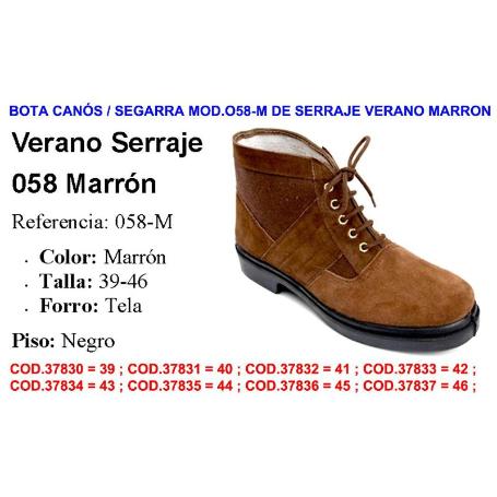 BOTA CANOS-SEGARRA MOD.058-M DE SERRAJE VERANO MARRON TALLA 41