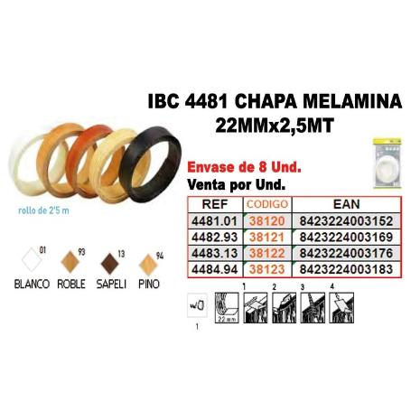 IBC 4-481 CHAPA MELAMINA 22MMX2,5MT O1BLAN