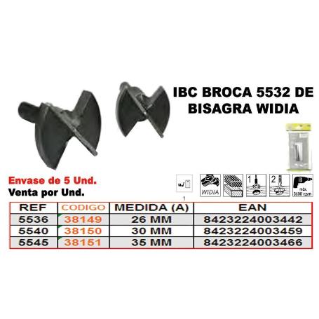 IBC 5-536 BROCA BISAGRA WIDIA 26 MM