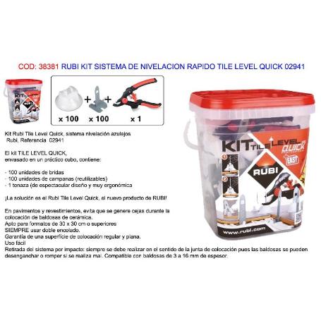 RUBI KIT SISTEMA DE NIVELACION RAPIDO TILE LEVEL QUICK 02941