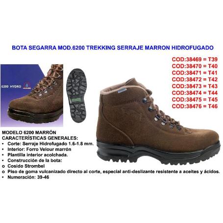 BOTA SEGARRA MOD.6200 TREKKING SERRAJE MARRON HIDROFUGAD T.39