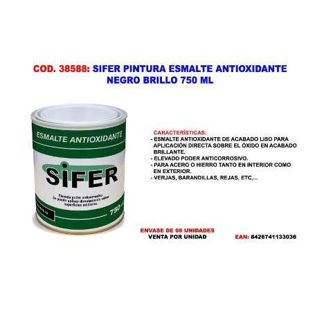 SIFER PINTURA ESMALTE ANTIOXIDANTE NEGRO BRILLO 750 ML