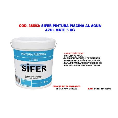 SIFER PINTURA PISCINA AL AGUA AZUL MATE 5 KG