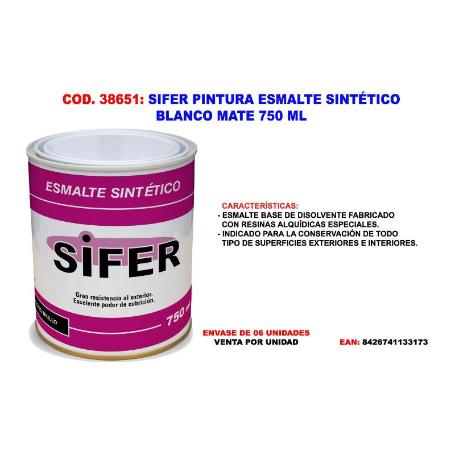 SIFER PINTURA ESMALTE SINTETICO BLANCO MATE 750 ML