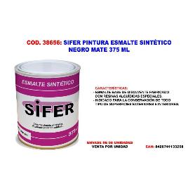 SIFER PINTURA ESMALTE SINTETICO NEGRO MATE 375 ML