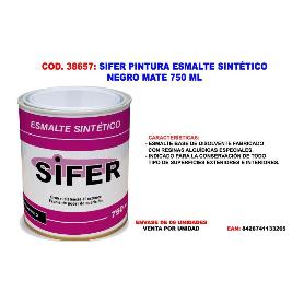 SIFER PINTURA ESMALTE SINTETICO NEGRO MATE 750 ML