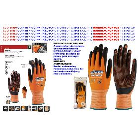 GUANTE SIFER NYLON+NITRILO PUNTOS SICRODOT T-6 NARANJA HEFESTO