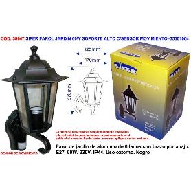 SIFER FAROL JARDIN 60W SOPORTE ALTO C-SENSOR MOVIMIENTO 35301004