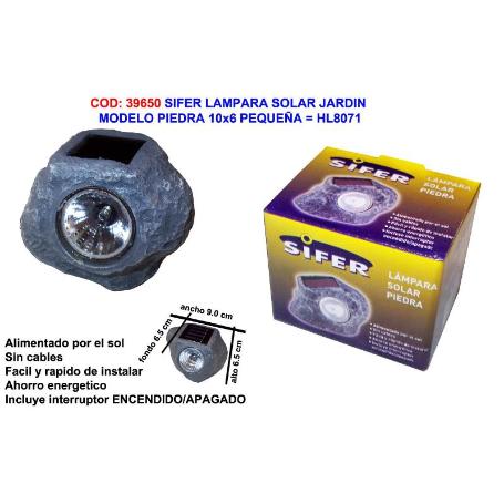 SIFER LAMPARA SOLAR PIEDRA 10X6 PEQUEÑA HL8071