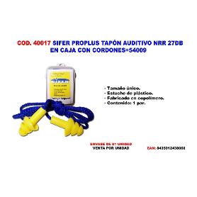 SIFER PROPLUS TAPON AUDITIVO NRR 27DB EN CAJA CON CORDONES 54009