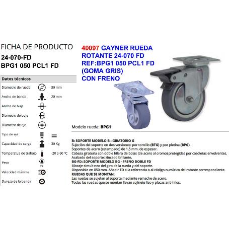 GAYNER RUEDA 24-070FD REF BPG1 050 PCL1-FD GRIS C-FRENO(ALMERIA)