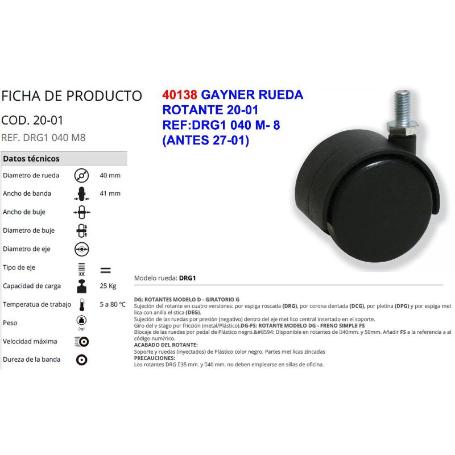 GAYNER RUEDA 20-01 REF DRG1 040 M-  8  (ANTES 27-01)