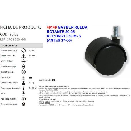 GAYNER RUEDA 20-05 REF DRG1 050 M-  8  (ANTES 27-05)