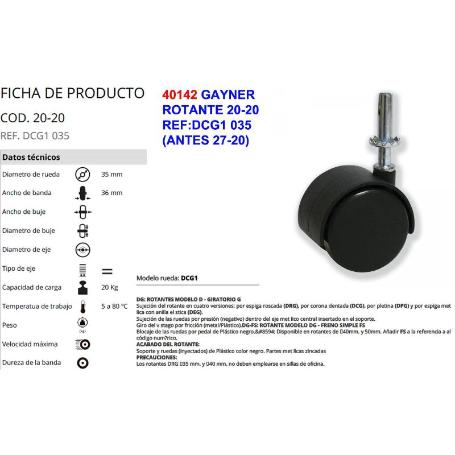 GAYNER RUEDA 20-20 REF DCG1 035  (ANTES 27-20)