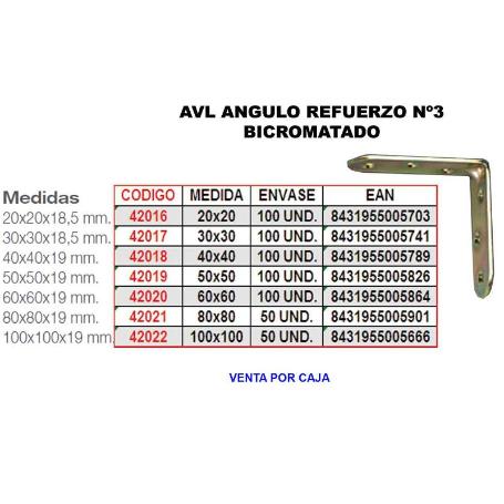 AVL ANGULO REFUERZO BICROMATADO 3   30X  30