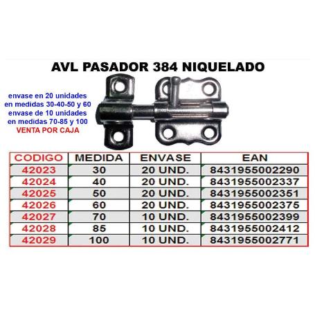 AVL PASADOR 384 NIQUEL   30 MM (CAJA 12 UNIDADES)