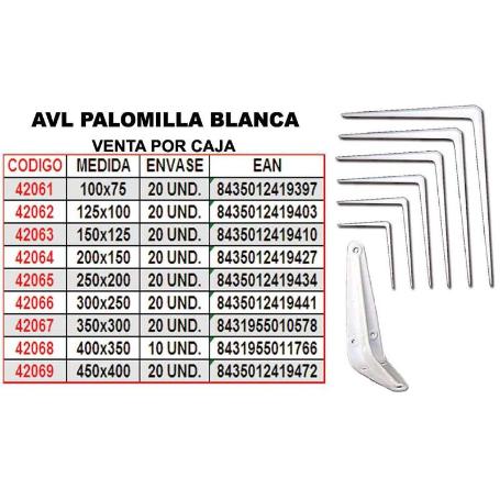 AVL PALOMILLA BLANCA 125X100        1940-3 (CAJA 24 UNIDADES)