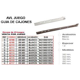 AVL GUIA CAJONES 300 MM BLANCA   JUEGO REF-G