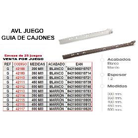 AVL GUIA CAJONES 350 MM BLANCA   JUEGO REF-G