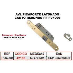 AVL PICAPORTE LATONADO 50X70 MM CANTO REDONDO RF-PV4000 (CAJA 10 UNIDADES)