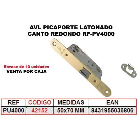 AVL PICAPORTE LATONADO 50X70 MM CANTO REDONDO RF-PV4000 (CAJA 10 UNIDADES)