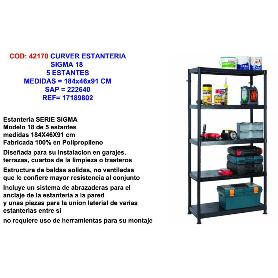 CURVER KIT ESTANTERIA SIGMA 18 5 ESTANTES 184X46X91 REF-222640